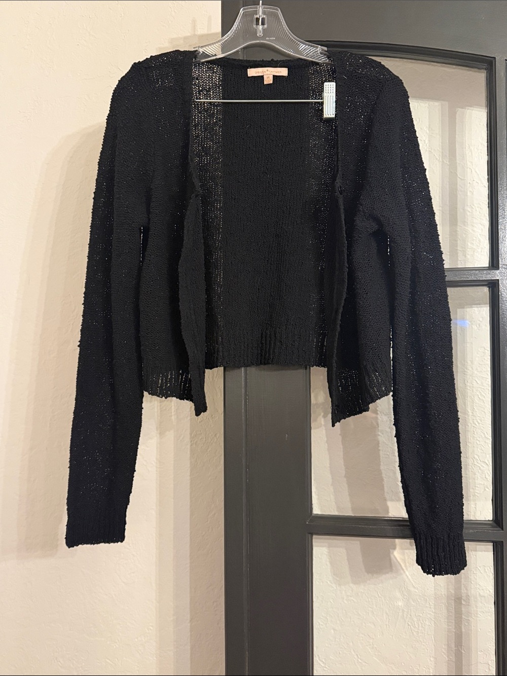 Gibson Latimer Black Open-Front Cropped Cardigan